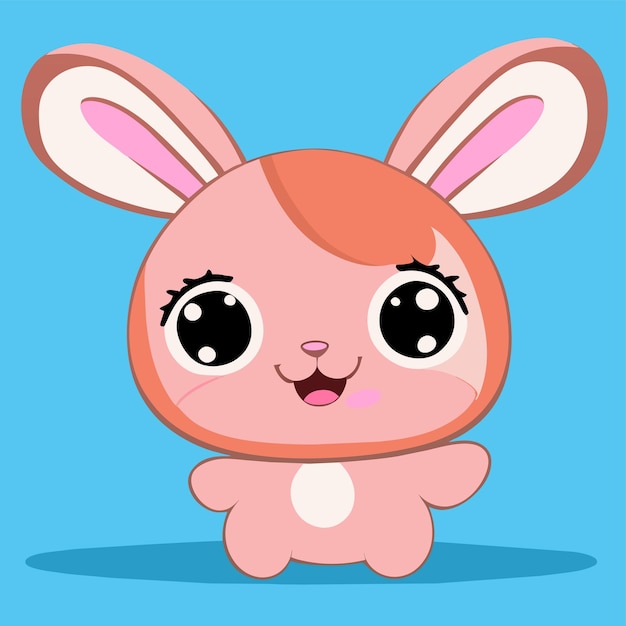 Vector leuk konijn met de hand getekend platte stijlvolle cartoon sticker icoon concept geïsoleerde illustratie