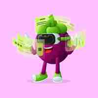 Vector leuk mangosteen personage in het metaversum.