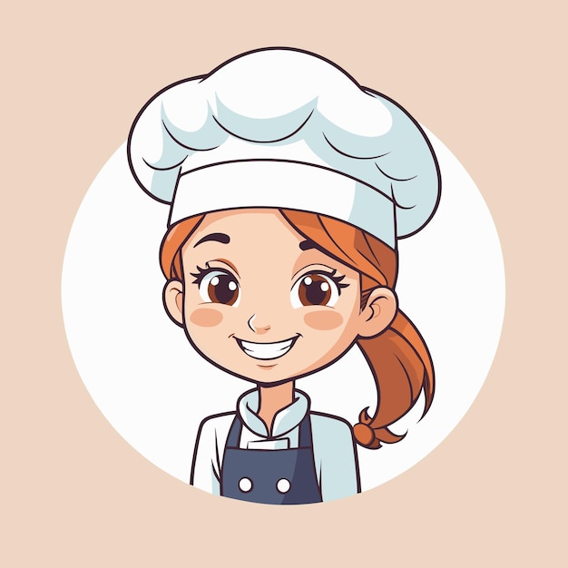 Leuk meisje chef-kok cartoon illustratie.