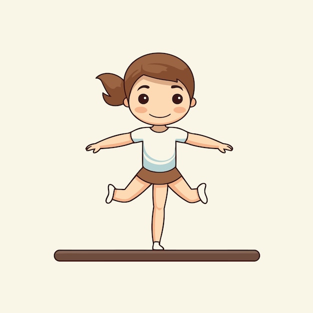 Leuk meisje doet yoga op beige achtergrond vector illustratie