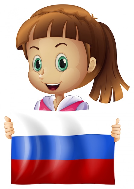 Leuk meisje en vlag van rusland