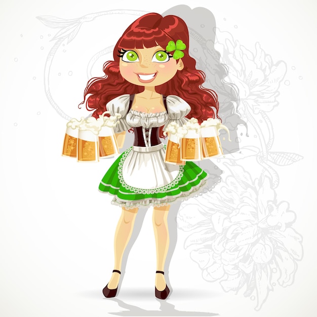 Leuk meisje met bier in pak St. Patrick's Day