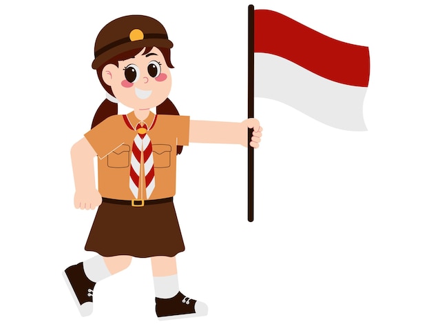 Leuk meisje met de illustratie van de Indonesische vlag