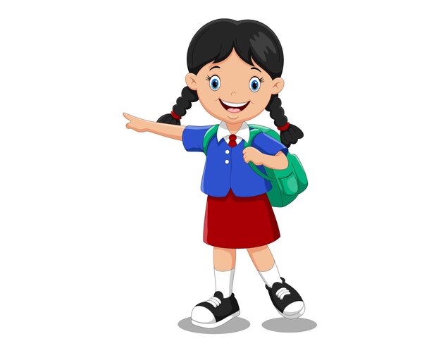 Leuk meisje op weg naar school vector illustratie