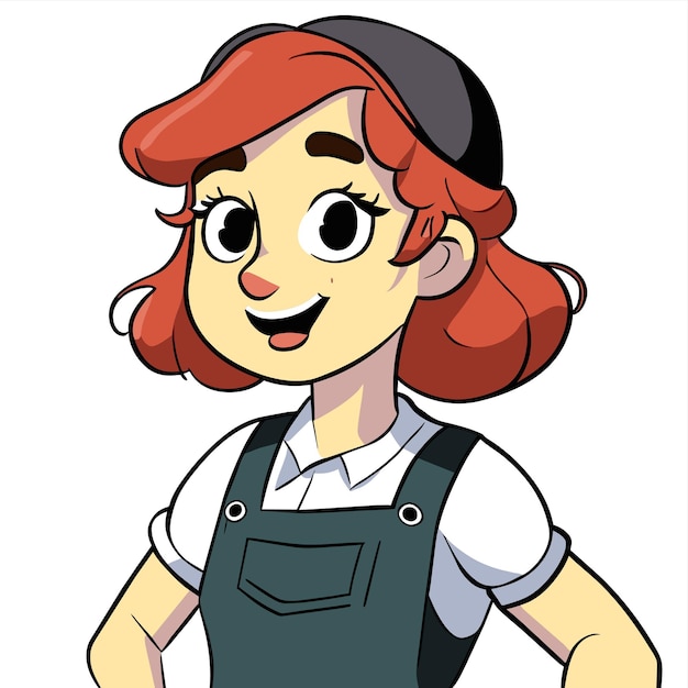 Leuk meisje personage met de hand getekend platte stijlvolle cartoon sticker icoon concept geïsoleerde illustratie
