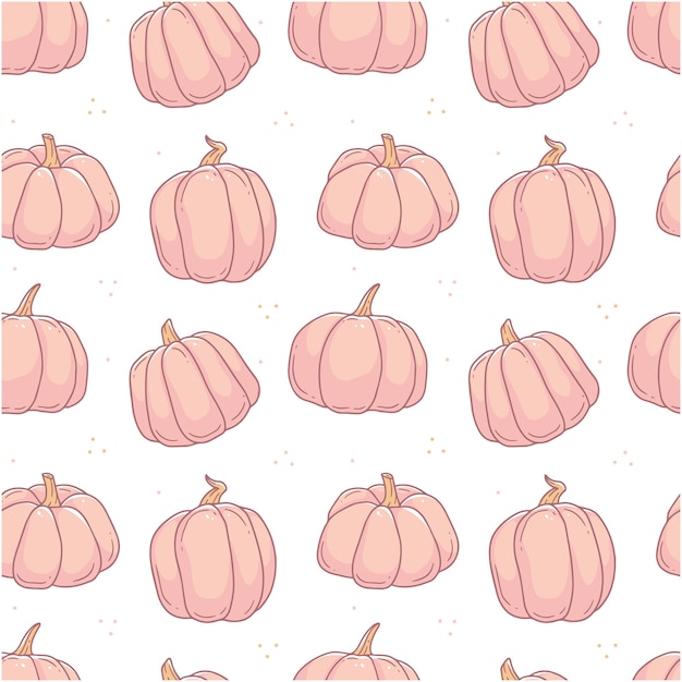 Leuk naadloos patroon met roze pompoenen op een witte achtergrond vector illustratie background