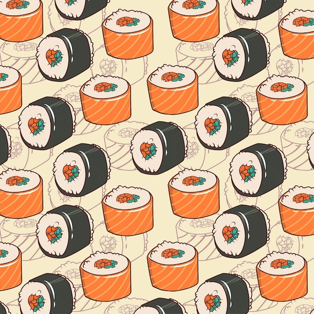 Leuk naadloos patroon van vector japanse sushi voor prints