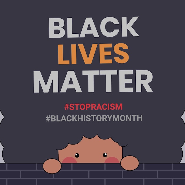 Vector leuk of mensen met de woorden black lives matter geschreven op achtergrond. zwarte geschiedenis maand illustratie