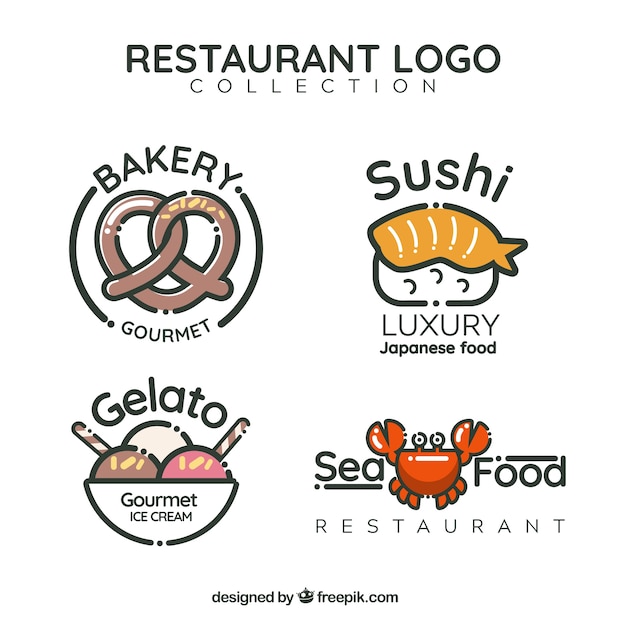 Leuk pakket van restaurantlogo's