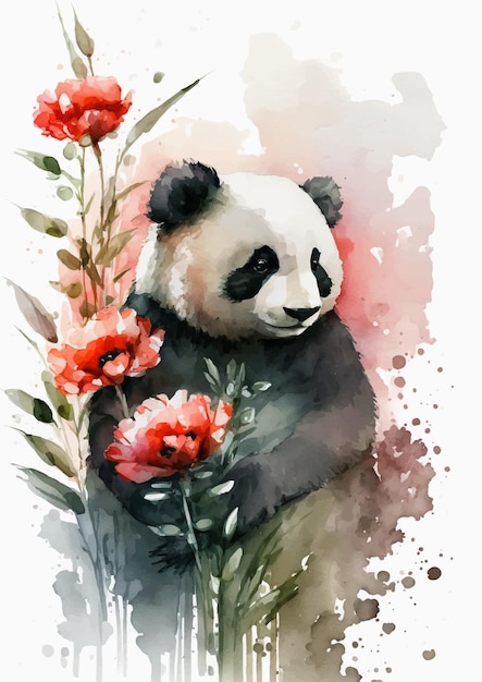 Leuk Pandaportret in Waterverf Vectorontwerp