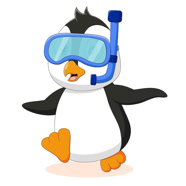 Vector leuk pinguïnbeeldverhaal met snorkelmasker