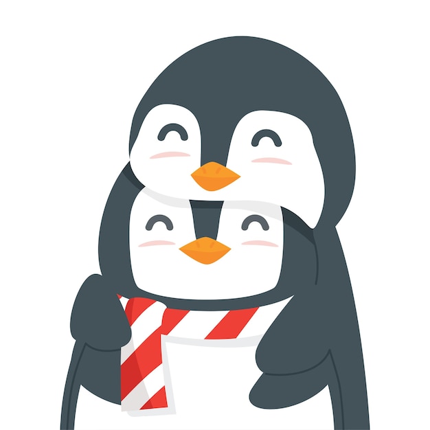 Vector leuk pinguïnpaar knuffelt cartoon