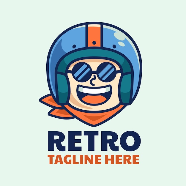 Leuk Retro Rider Helm Logo-ontwerp