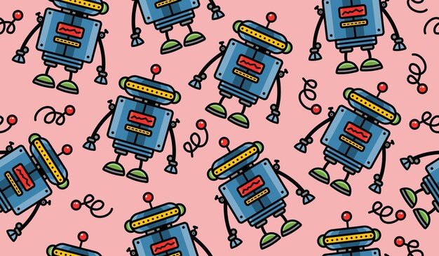 Leuk robotpatroon achtergrond vectorontwerp