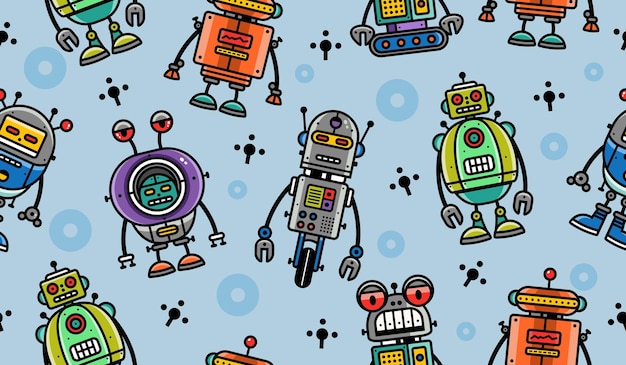 Leuk robotpatroon achtergrond vectorontwerp
