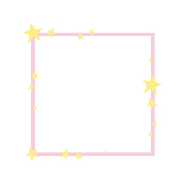 Leuk roze vierkant frame met sterren voor foto voor tekst Geometrisch babyframe decoratief collage-element