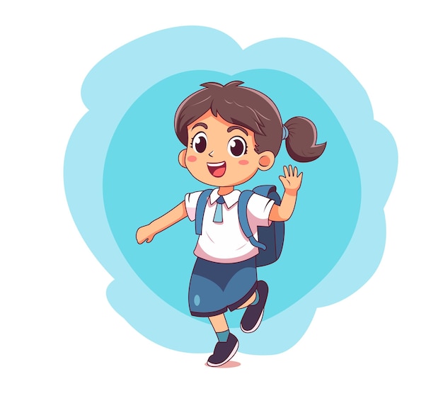 Leuk schoolmeisje personage voor back to school banner handmatig gemaakt