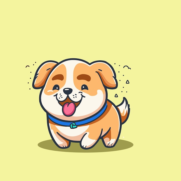 Vector leuk shiba inu cartoon karakter van een gelukkige en aantrekkelijke shiba inu hond in vector illustratie stijl.