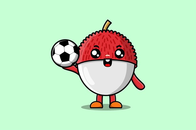 Leuk stripfiguur Lychee voetballen