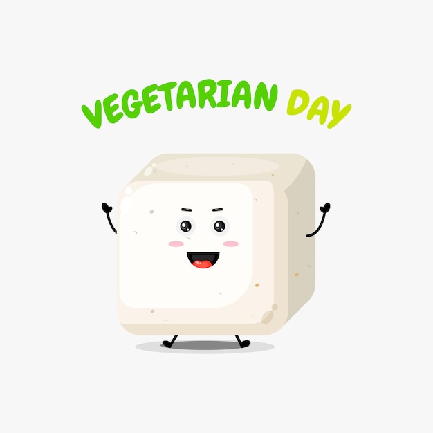 Leuk tofu-karakter op vegetarische dag