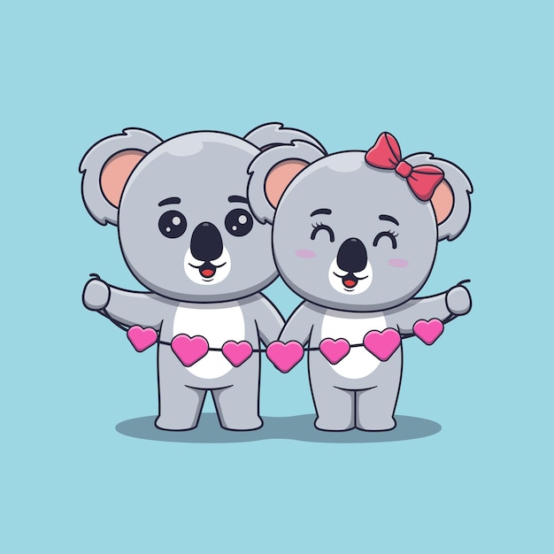 Leuk valentijnsdag koala-paar met hartenslinger