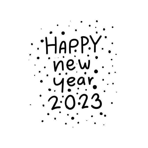 Leuk vrolijk kerstfeest en nieuwjaar 2023 doodleBlack and White tshirt print vector design