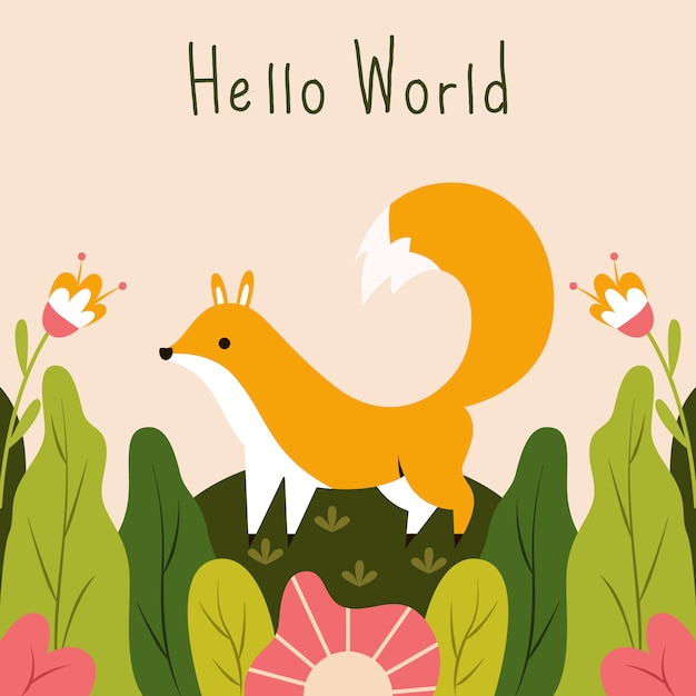 Leuk weinig vos die hello-wereld vectorillustratie zeggen