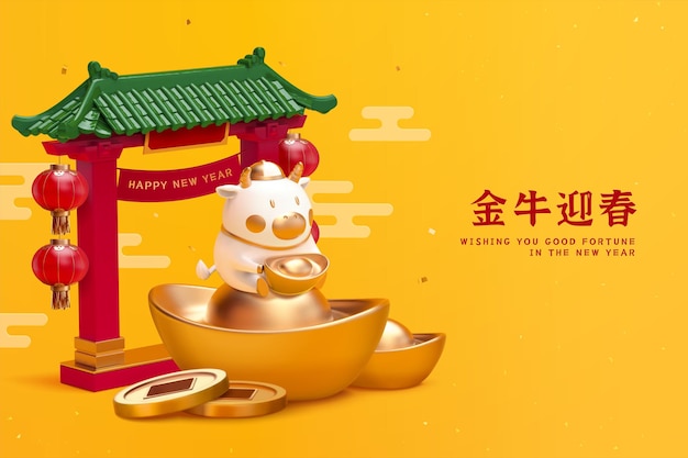 Leuke 3d Chinese nieuwe jaarosbanner