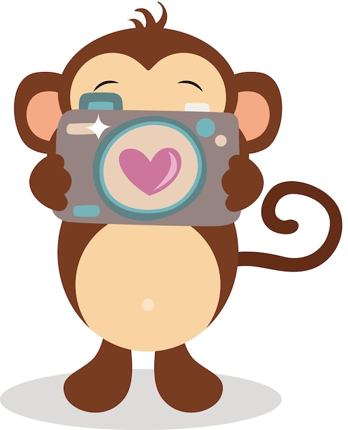 Vector leuke aap met een camera.
