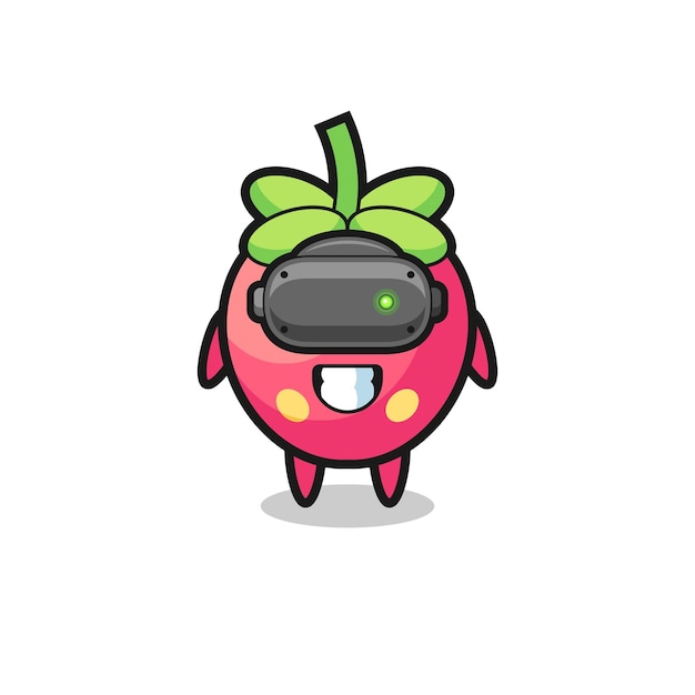 Leuke aardbei met een schattig ontwerp van de VR-headset