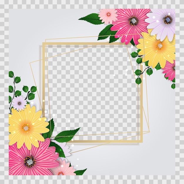 Leuke achtergrond met frame en bloemen collectie set.