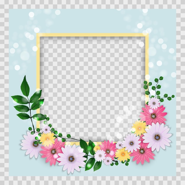 Leuke achtergrond met frame en bloemen collectie set