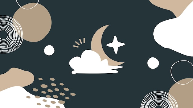 Leuke achtergrond met met de hand getekende wolken en sterren Vector illustratie