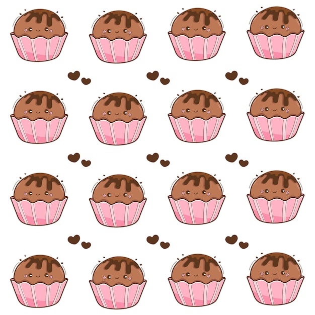 Vector leuke achtergrondpatroon mascotte cupcake vector