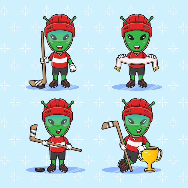 Leuke alien hockey sport-personagebundel