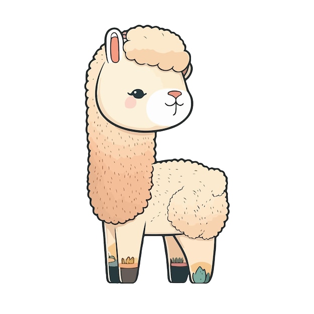 Leuke alpaca cartoonstijl