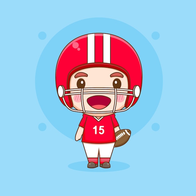 Leuke American football-speler Chibi stripfiguur illustratie