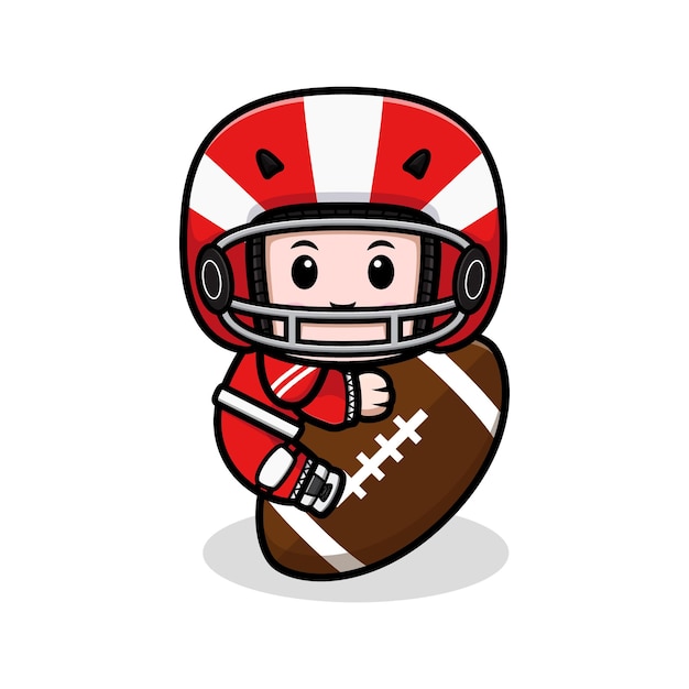 Leuke american football speler knuffel bal mascotte illustratie