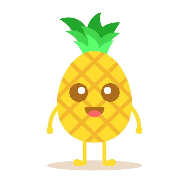 Vector leuke ananas cartoon personage leuke frest fruit geïsoleerd op witte achtergrond