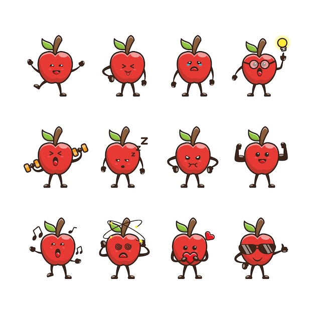 Leuke Apple Cartoon Design Set