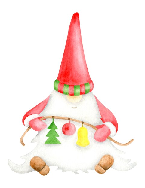 Leuke aquarel kerst kabouter