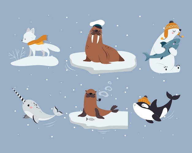 Leuke Arctische dier van de Noordpool Vector Set
