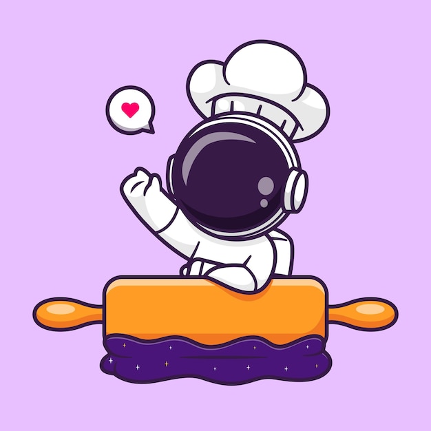 Leuke astronaut chef koken ruimte cartoon vector pictogram illustratie wetenschap voedsel pictogram geïsoleerd