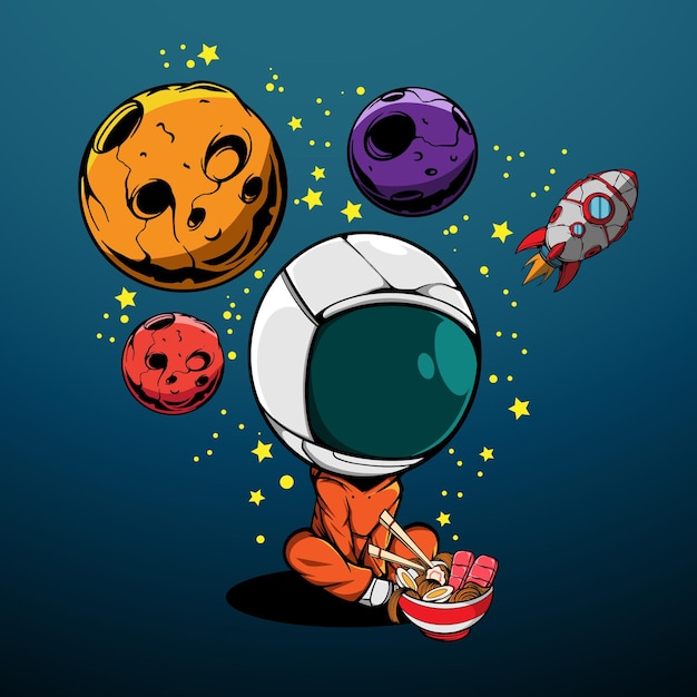 LEUKE ASTRONAUT DIE RAMEN IN DE RUIMTE EET