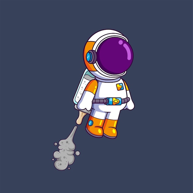 Leuke astronaut die vliegt met babyflessenmelk op de rug Wetenschap Technologie Icon Concept