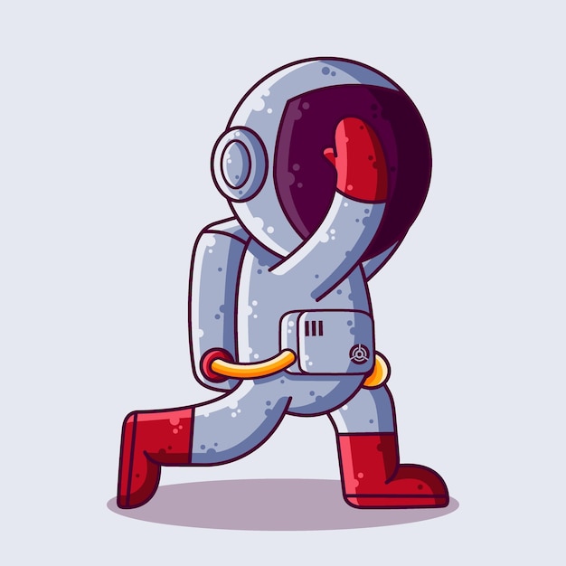 Leuke Astronaut die zich uitstrekt Cartoon vectorillustratie. Cartoon stijl karakter Vector.