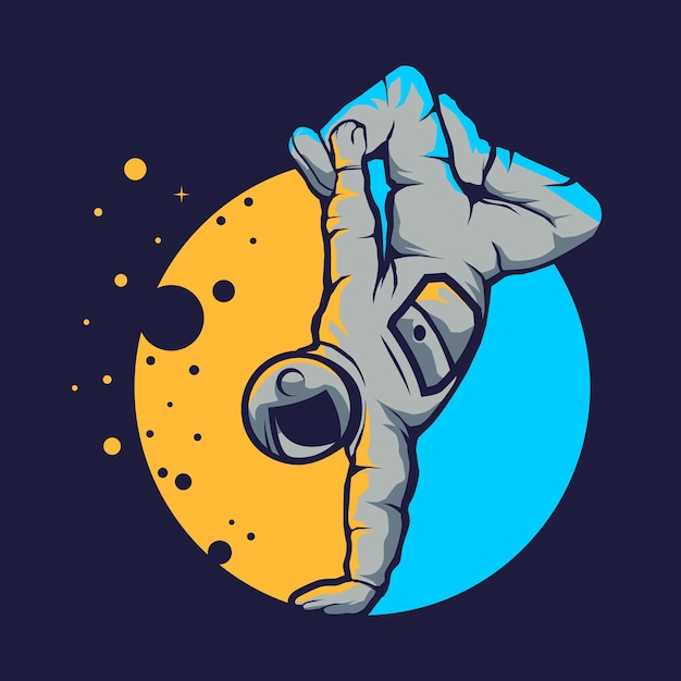 Leuke astronaut hip hop stijl geïsoleerd op blauw