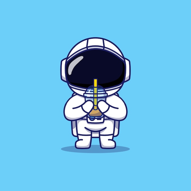 Leuke astronaut met een kopje koffie