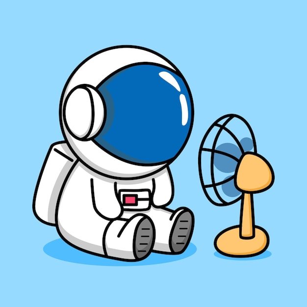 Leuke astronaut met fan-cartoonontwerp