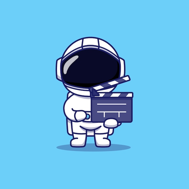 Leuke astronaut met filmklapper carrying